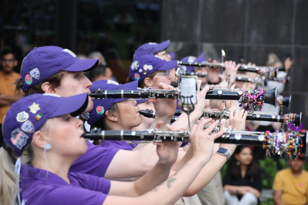   Marching band clarinettists in Seattle using a lyre [Photo by Steve Harrris on Unsplash]
